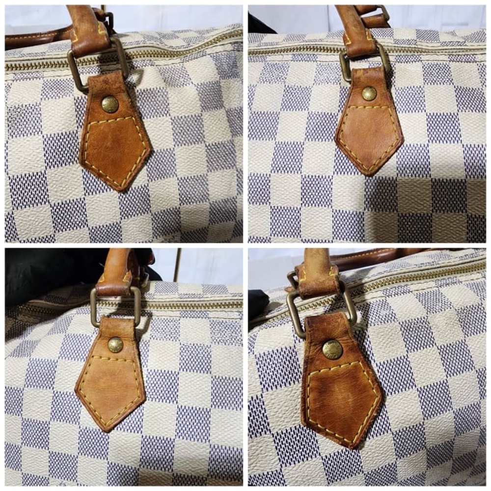 SOLD***Authentic LOUIS VUITTON Damier Azur Speedy 35 Hand Bag Brown/Cream - Picture 4 of 16